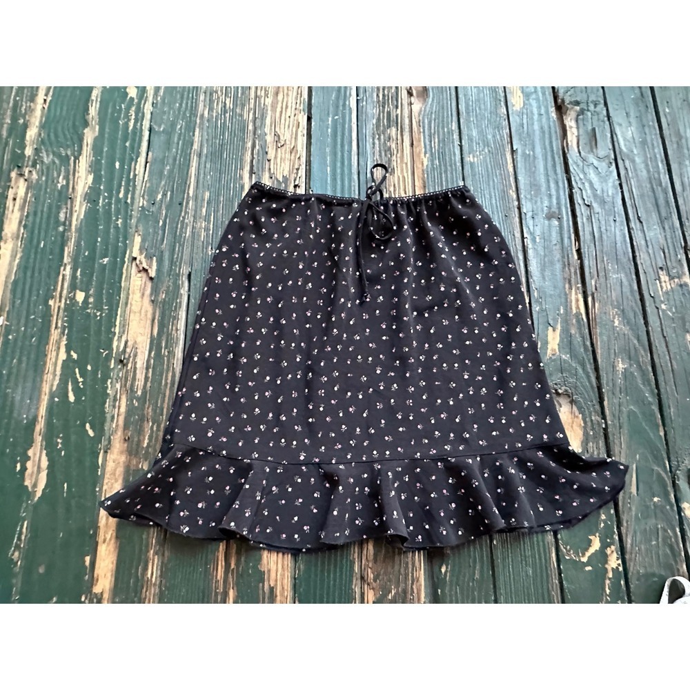 5th & 10th‎ Black Floral Ruffle Hem Midi Skirt Women's